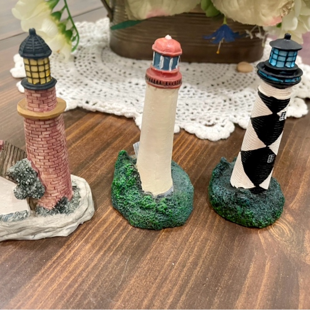 Three Decorative Colorful Lighthouses
